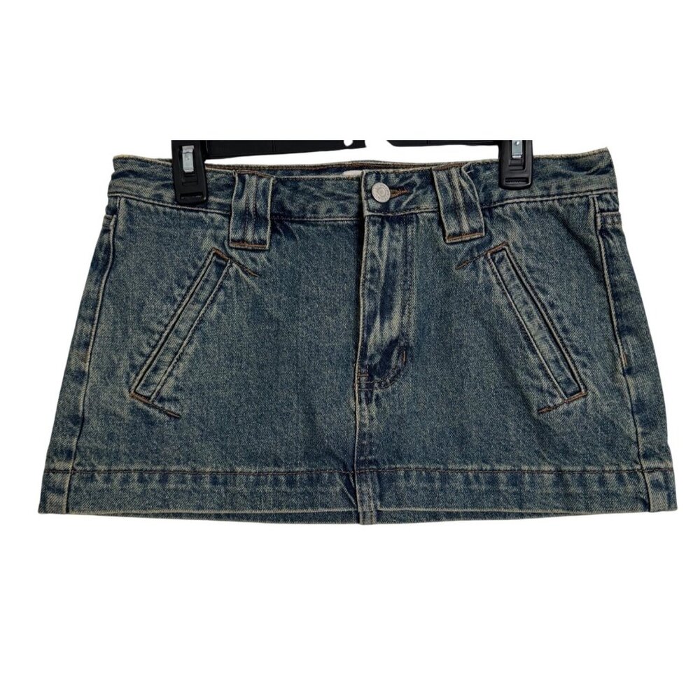 Pacsun Dark Indigo Size 27 Low Rise Micro Mini Skirt Jean Pockets NWOT - Picture 13 of 14